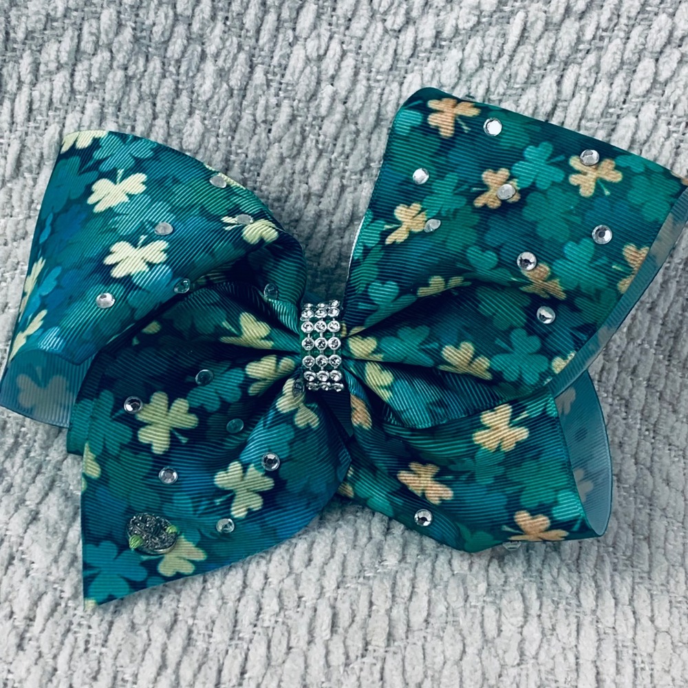 JoJo Siwa Girls Green Shamrock‎ St Patricks Paddies Day Rhinestone Style Bow